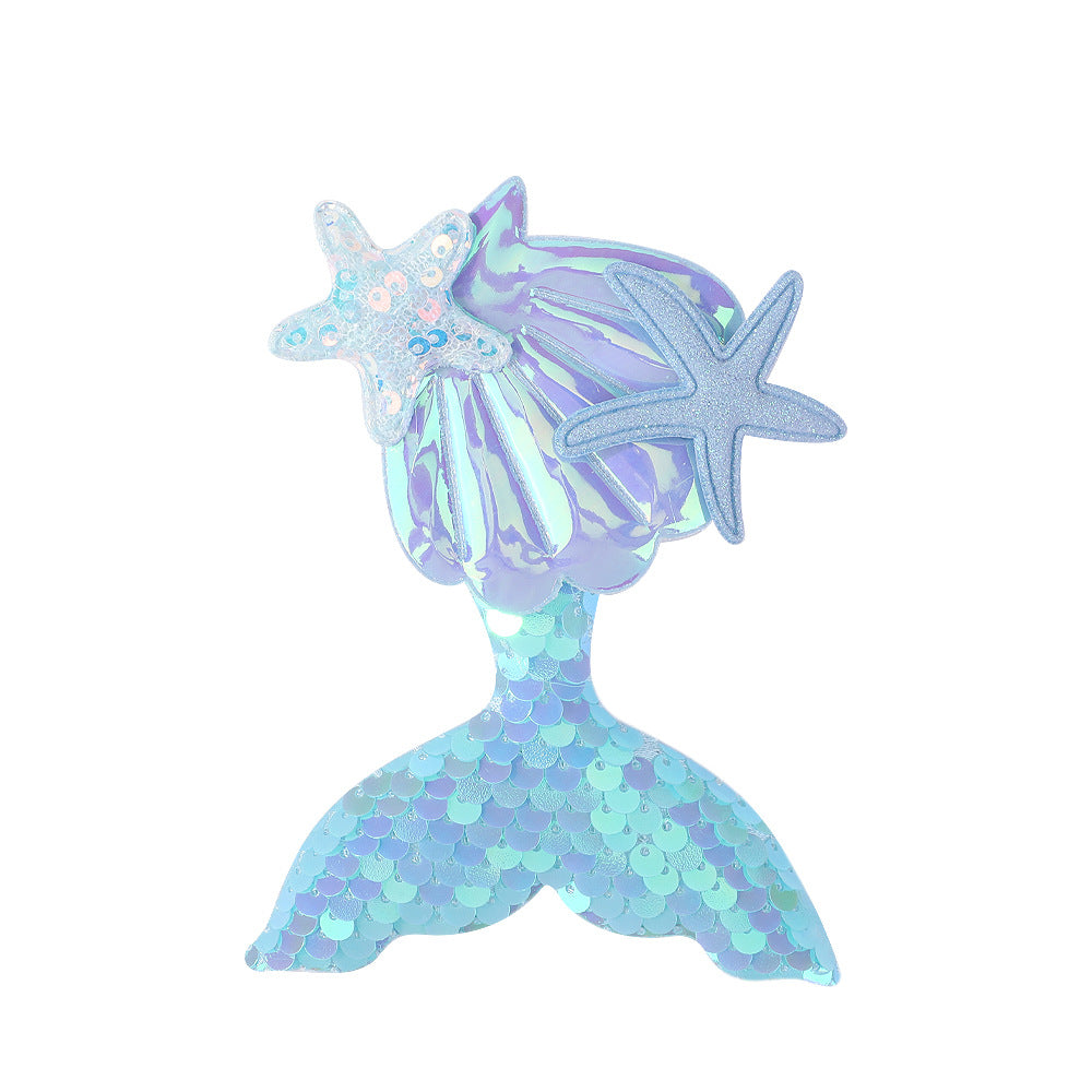 Wholesale Cartoon Mermaid Sequin Cloth Hair Clips